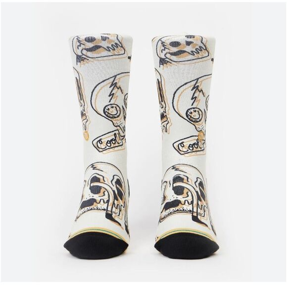 STANCE UNISEX TALKIN HEADS NWT SOCKS IN VINTAGE WHITE SIZE MEDIUM CREW HEIGHT - Picture 1 of 5